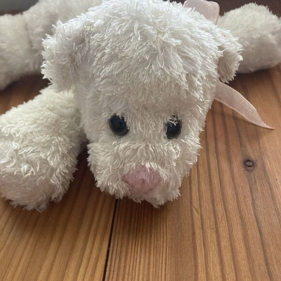 Kellytoy White Polar Bear Plush Beanie Stuffed Animal Pink Bow 9 Inches - Picture 6 of 11